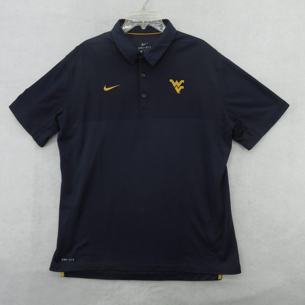 West Virginia Mountaineers Shirt Mens XL Blue NCAA Football Nike Dri-FIT Polo